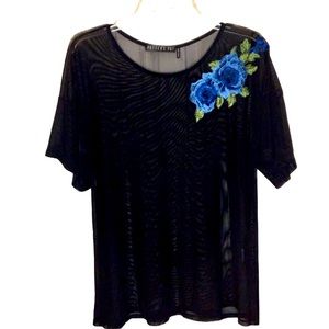 Potter’s Pot Sheer Top Black Embroidered